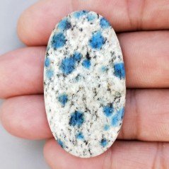 K2 'Raindrop Azurite' Naturale Forma Ovale Piatto Cabochon Liscio Fatto a Mano 47X27X5mm 10,15gm 1pz