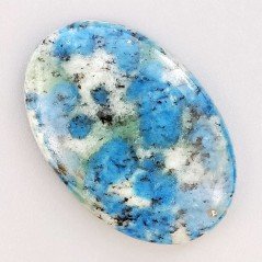 K2 'Raindrop Azurite' Naturale Forma Ovale Piatto Cabochon Liscio Fatto a Mano 37X25X6mm 9,30gm 1pz