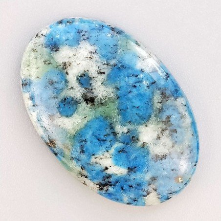 K2 'Raindrop Azurite' Naturale Forma Ovale Piatto Cabochon Liscio Fatto a Mano 37X25X6mm 9,30gm 1pz