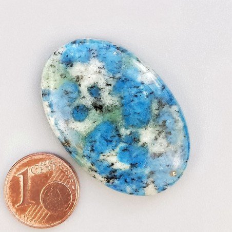 K2 'Raindrop Azurite' Naturale Forma Ovale Piatto Cabochon Liscio Fatto a Mano 37X25X6mm 9,30gm 1pz