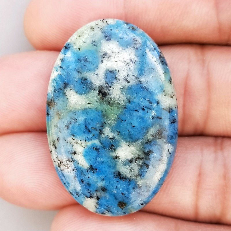 K2 'Raindrop Azurite' Naturale Forma Ovale Piatto Cabochon Liscio Fatto a Mano 37X25X6mm 9,30gm 1pz
