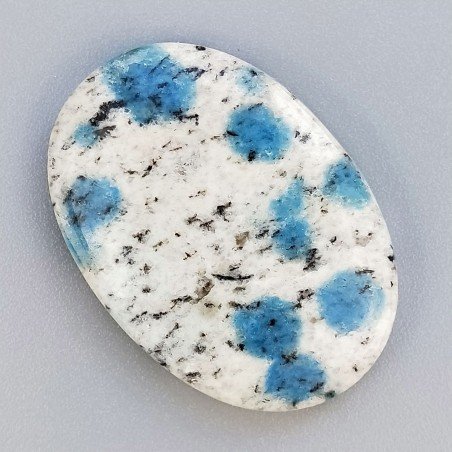 K2 'Raindrop Azurite' Naturale Forma Ovale Piatto Cabochon Liscio Fatto a Mano 35X24X5mm 8,40gm 1pz