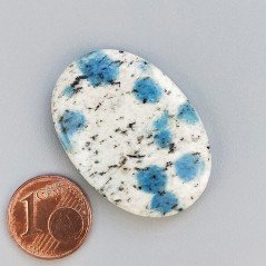K2 'Raindrop Azurite' Naturale Forma Ovale Piatto Cabochon Liscio Fatto a Mano 35X24X5mm 8,40gm 1pz