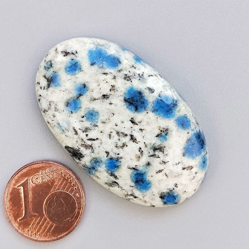 K2 'Raindrop Azurite' Naturale Forma Ovale Piatto Cabochon Liscio Fatto a Mano 40X24mm 10,36gm 1pz