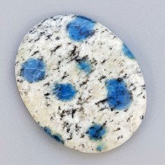 K2 'Raindrop Azurite' Naturale Forma Ovale Piatto Cabochon Liscio Fatto a Mano 35X28X5mm 8,50gm 1pz