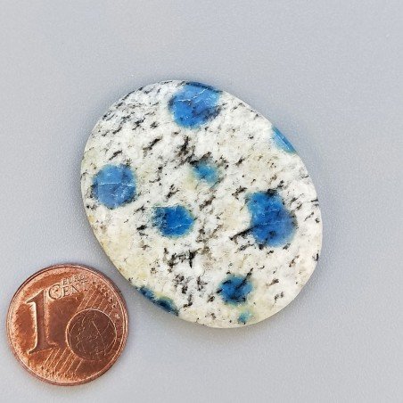K2 'Raindrop Azurite' Naturale Forma Ovale Piatto Cabochon Liscio Fatto a Mano 35X28X5mm 8,50gm 1pz