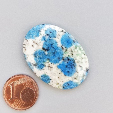 K2 'Raindrop Azurite' Naturale Forma Ovale Piatto Cabochon Liscio Fatto a Mano 33X24X4mm 6,00gm 1pz
