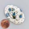 K2 'Raindrop Azurite' Naturale Forma Ovale Piatto Cabochon Liscio Fatto a Mano 40X27mm 9,54gm 1pz