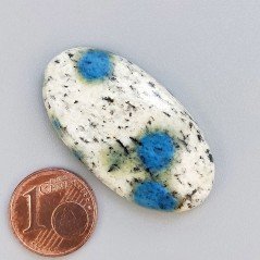 K2 'Raindrop Azurite' Naturale Forma Ovale Piatto Cabochon Liscio Fatto a Mano 37X20X5mm 7,30gm 1pz
