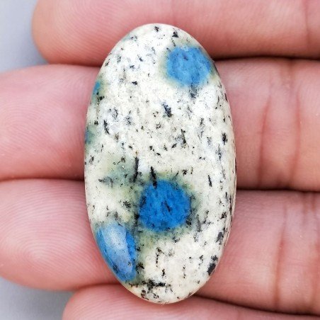 K2 'Raindrop Azurite' Naturale Forma Ovale Piatto Cabochon Liscio Fatto a Mano 37X20X5mm 7,30gm 1pz