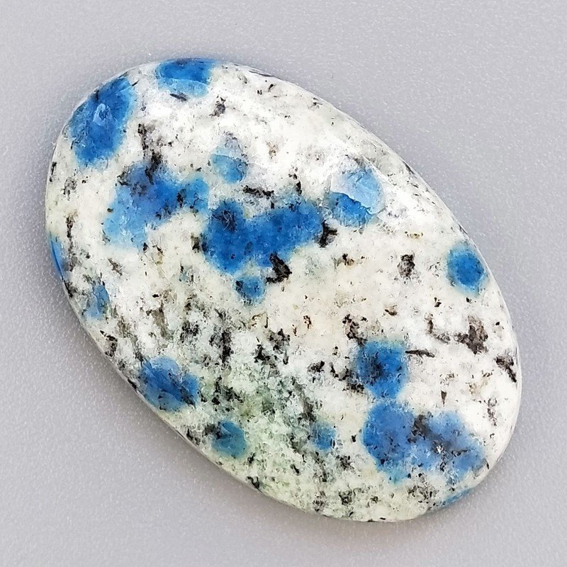 K2 'Raindrop Azurite' Naturale Forma Ovale Piatto Cabochon Liscio Fatto a Mano 36x23mm 7,93gm 1pz