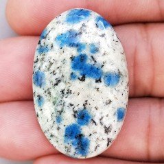 K2 'Raindrop Azurite' Naturale Forma Ovale Piatto Cabochon Liscio Fatto a Mano 36x23mm 7,93gm 1pz