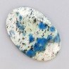 K2 'Raindrop Azurite' Naturale Forma Ovale Piatto Cabochon Liscio Fatto a Mano 39X26mm 8,95gm 1pz