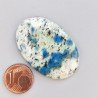 K2 'Raindrop Azurite' Naturale Forma Ovale Piatto Cabochon Liscio Fatto a Mano 39X26mm 8,95gm 1pz
