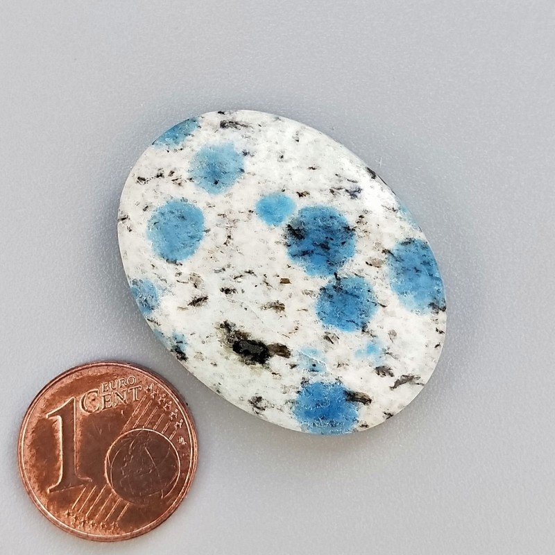 K2 'Raindrop Azurite' Naturale Forma Ovale Piatto Cabochon Liscio Fatto a Mano 32X24X6mm 8,70gm 1pz