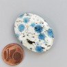 K2 'Raindrop Azurite' Naturale Forma Ovale Piatto Cabochon Liscio Fatto a Mano 32X24X6mm 8,70gm 1pz