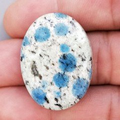 K2 'Raindrop Azurite' Naturale Forma Ovale Piatto Cabochon Liscio Fatto a Mano 32X24X6mm 8,70gm 1pz