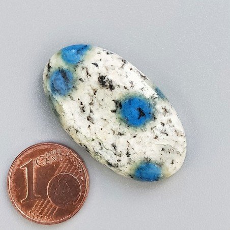 K2 'Raindrop Azurite' Naturale Forma Ovale Piatto Cabochon Liscio Fatto a Mano 33X19X6mm 6,25gm 1pz