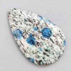 K2 'Raindrop Azurite' Naturale Forma Goccia Piatto Cabochon Liscio Fatto a Mano 46X29mm 10,32gm 1pz