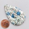 K2 'Raindrop Azurite' Naturale Forma Goccia Piatto Cabochon Liscio Fatto a Mano 46X29mm 10,32gm 1pz