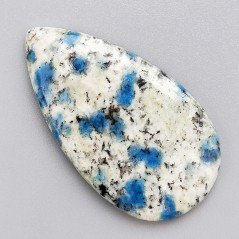 K2 'Raindrop Azurite' Naturale Forma Goccia Piatto Cabochon Liscio Fatto a Mano 45X25mm 9,04gm 1pz