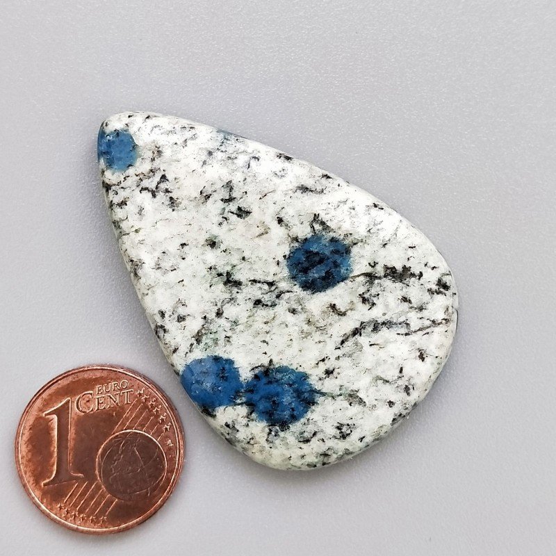 K2 'Raindrop Azurite' Naturale Forma Goccia Piatto Cabochon Liscio Fatto a Mano 40X27X5mm 9,30gm 1pz