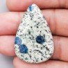 K2 'Raindrop Azurite' Naturale Forma Goccia Piatto Cabochon Liscio Fatto a Mano 40X27X5mm 9,30gm 1pz