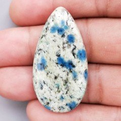 K2 'Raindrop Azurite' Naturale Forma Goccia Piatto Cabochon Liscio Fatto a Mano 43X23X4mm 7,25gm 1pz