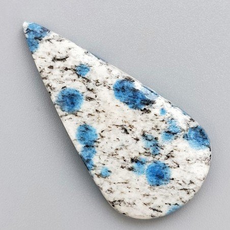 K2 'Raindrop Azurite' Naturale Forma Goccia Piatto Cabochon Liscio Fatto a Mano 51X25X5mm 9,85gm 1pz