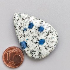 K2 'Raindrop Azurite' Naturale Forma Goccia Piatto Cabochon Liscio Fatto a Mano 40X28mm 12,52gm 1pz
