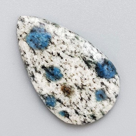 K2 'Raindrop Azurite' Naturale Forma Goccia Piatto Cabochon Liscio Fatto a Mano 39X23mm 6,50gm 1pz