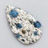 K2 'Raindrop Azurite' Naturale Forma Goccia Piatto Cabochon Liscio Fatto a Mano 39X23mm 6,50gm 1pz