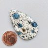K2 'Raindrop Azurite' Naturale Forma Goccia Piatto Cabochon Liscio Fatto a Mano 39X23mm 6,50gm 1pz