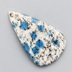 K2 'Raindrop Azurite' Naturale Forma Goccia Piatto Cabochon Liscio Fatto a Mano 44X26X4mm 7,80gm 1pz