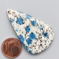 K2 'Raindrop Azurite' Naturale Forma Goccia Piatto Cabochon Liscio Fatto a Mano 44X26X4mm 7,80gm 1pz