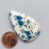 K2 'Raindrop Azurite' Naturale Forma Goccia Piatto Cabochon Liscio Fatto a Mano 37X23mm 6,29gm 1pz