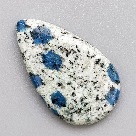 K2 'Raindrop Azurite' Naturale Forma Goccia Piatto Cabochon Liscio Fatto a Mano 37X22mm 6,56gm 1pz