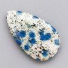 K2 'Raindrop Azurite' Naturale Forma Goccia Piatto Cabochon Liscio Fatto a Mano 41X24mm 10,62gm 1pz