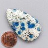 K2 'Raindrop Azurite' Naturale Forma Goccia Piatto Cabochon Liscio Fatto a Mano 41X24mm 10,62gm 1pz