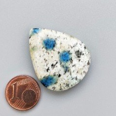 K2 'Raindrop Azurite' Naturale Forma Goccia Piatto Cabochon Liscio Fatto a Mano A Mano 32X26X6mm 8,40gm 1pz