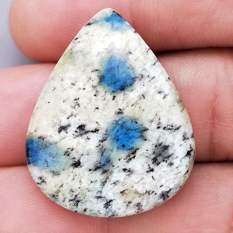 K2 'Raindrop Azurite' Naturale Forma Goccia Piatto Cabochon Liscio Fatto a Mano A Mano 32X26X6mm 8,40gm 1pz