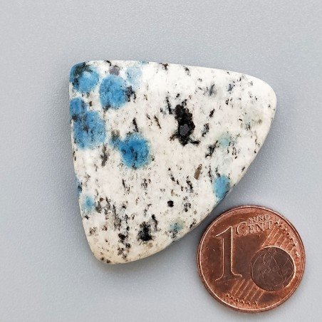 K2 'Raindrop Azurite' Naturale Forma Cuore Piatto Cabochon Liscio Fatto a Mano 36X30X6mm 9,90gm 1pz
