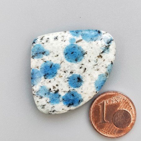 K2 'Raindrop Azurite' Naturale Forma Cuore Piatto Cabochon Liscio Fatto a Mano 36X29X6mm 9,60gm 1pz