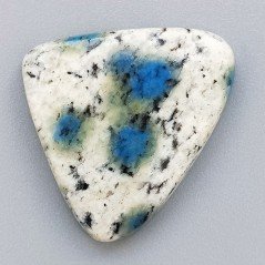 K2 'Raindrop Azurite' Naturale Forma Cuore Piatto Cabochon Liscio Fatto a Mano 30X26mm 5,98gm 1pz