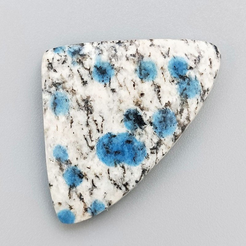 K2 'Raindrop Azurite' Naturale Forma Cuore Piatto Cabochon Liscio Fatto a Mano 43X29X5mm 9,70gm 1pz