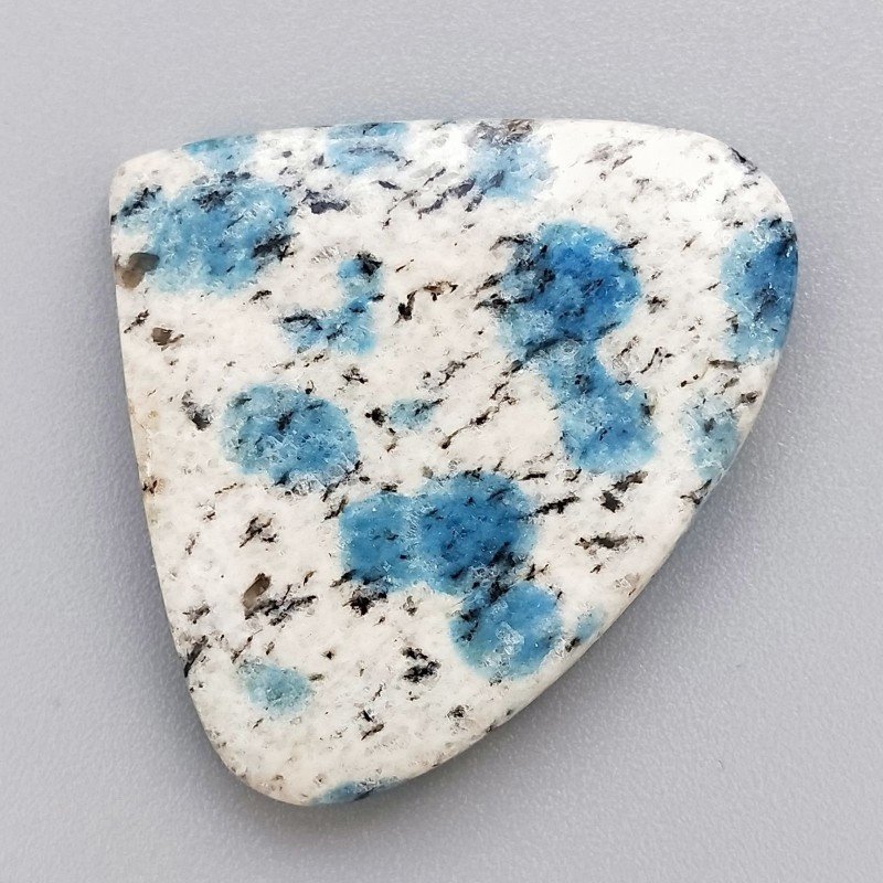 K2 'Raindrop Azurite' Naturale Forma Cuore Piatto Cabochon Liscio Fatto a Mano 38X32X6mm 10,55gm 1pz