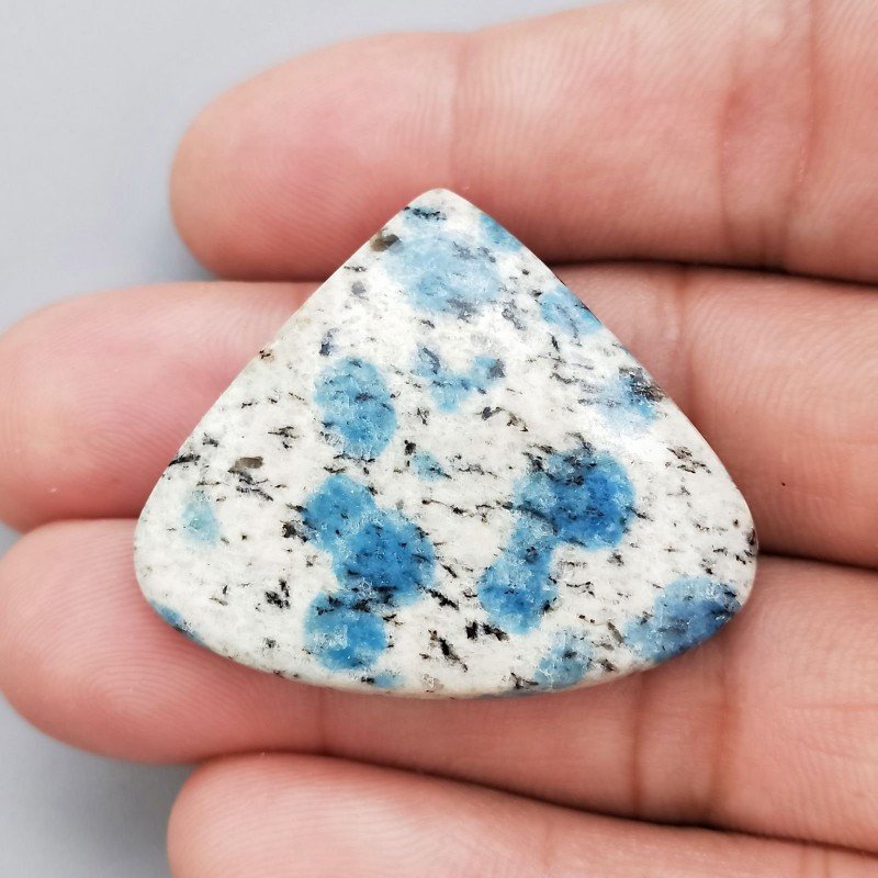 K2 'Raindrop Azurite' Naturale Forma Cuore Piatto Cabochon Liscio Fatto a Mano 38X32X6mm 10,55gm 1pz