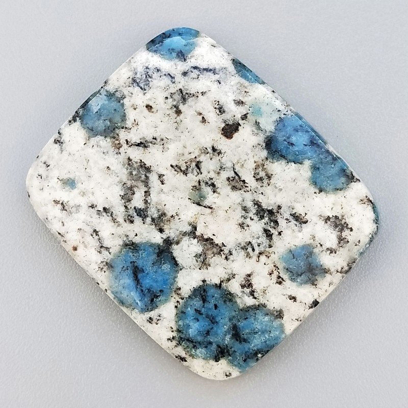 K2 'Raindrop Azurite' Naturale Forma Rettangolare Piatto Cabochon Liscio Fatto a Mano 34X29mm 12,15gm 1pz