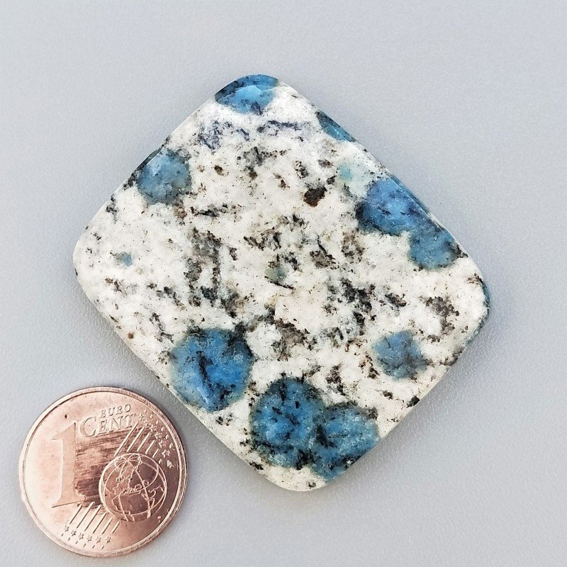 Cabochon di K2 Raindrop Azurite Naturale Rettangolare, Piatto e Liscio, 34x29 mm, 12,15 g, Fatto a Mano