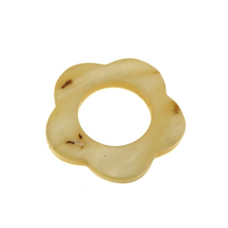 Componente madreperla cerchietti fiore beige 30 mm 1pz